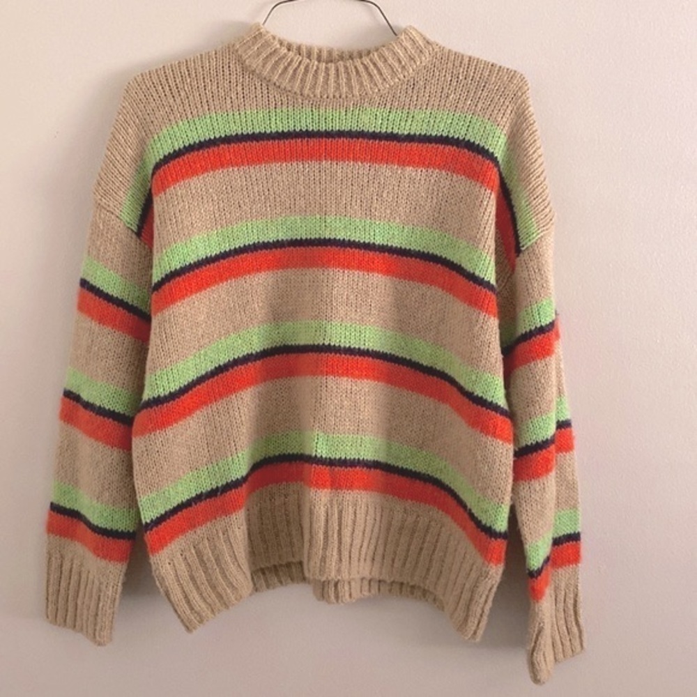 Urban outfitters tan striped oversized sweater